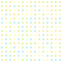 Polka dot seamless pattern of pastel spring easter colors - yellow, green, blue  on white background