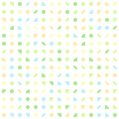 Geometry shapes seamless pattern of pastel spring easter colors - yellow, green, blue on white background