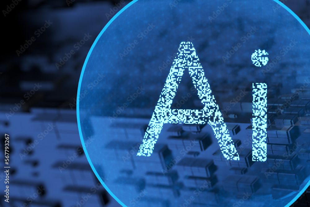 Aufkleber concept of artificial intelligence ai. 3d remder.