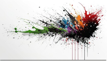 abstract colourful background banner, splashes, paint splatter on wall, Print texture