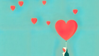 valentine's day inspired simple background image with heart shaped balloons