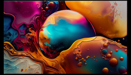 Obraz premium Marble ink, abstract pattern. Alcohol ink and paint textured pattern, Abstract multicolored marble texture background. Acrylic paints. Modern fluid art. Generative Ai Technology