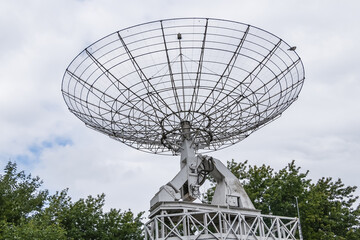 Radio telescope with a parabolic antenna 10 meters in diameter. Paris, France. 