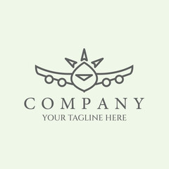 Fototapeta premium traveling logo design line art minimalist icon