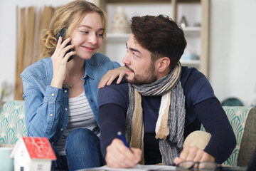 young couple setting the budget
