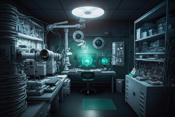 Fototapeta premium Advanced Optical Equipment and Machines in a High Tech Optics Laboratory Generative AI