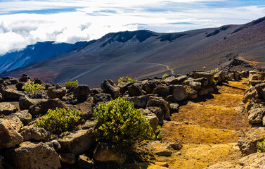 The Sliding Sands Trail Descending Into Haleakala Crater, Haleakala National Park, Maui, Hawaii, USA