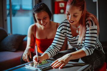Client looking while tattoo artist is drawing