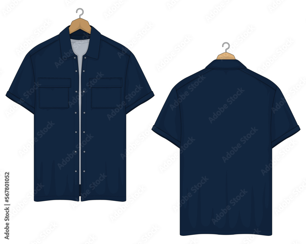 Sticker Dark blue short sleeve shirt template vector illustration