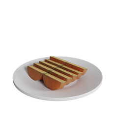 3d illustration of traditional Indonesian food bandros on a plate