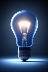 illuminated light bulb on a dark blue background
