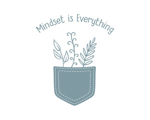 Decorative slogan with cute simple plant illustration, vector design for fashion, poster, card and sticker prints
