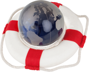 Life ring with a globe in it - environmental protection concept
