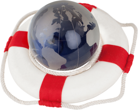 Life ring with a globe in it - environmental protection concept