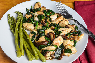 sauteed mushrooms and spinach  served with chicken