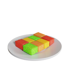 3d illustration of traditional Indonesian food getuk on a plate