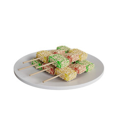3d illustration of traditional Indonesian food gurandil on a plate
