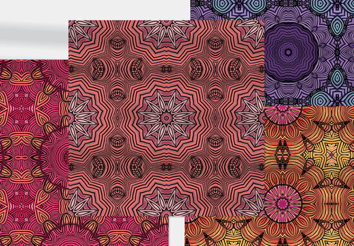 Seamless Pattern Collection with Ethic Mandala Motif