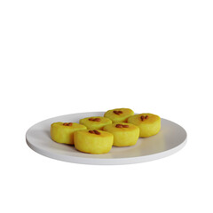 3d illustration of traditional Indonesian food lumpur cake on a plate