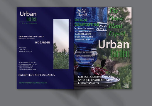Brochure Cover Layout with Urban Garden Pictures Earth Natural Organic Color Theme