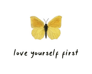 Decorative slogan and butterfly illustration, vector design for fashion, poster, card and sticker prints