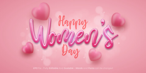 Editable text effect women's day with feminime style lettering