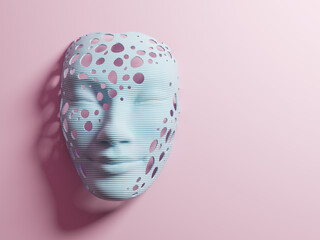 pink and white mask