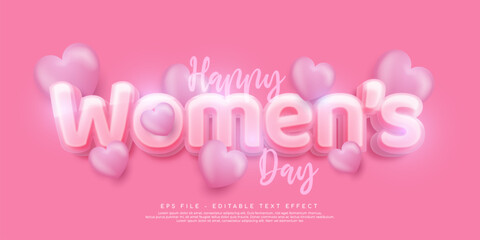 Fototapeta na wymiar Happy women's day text effect editable three dimension text style