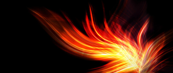 Panoramic fire speed technology concept, light explose abstract future background