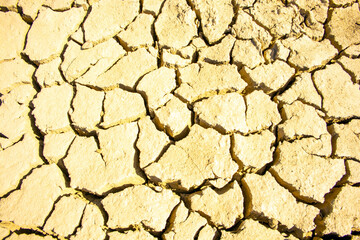 Dry cracked soil due to long drought in the Thar desert 