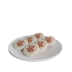 3d illustration of traditional Indonesian food surabi on a plate