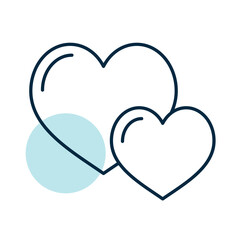 Two heart isolated vector icon