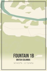 Retro Canadian map of Fountain 1B, British Columbia. Vintage street map.