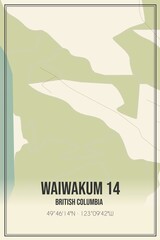 Retro Canadian map of Waiwakum 14, British Columbia. Vintage street map.