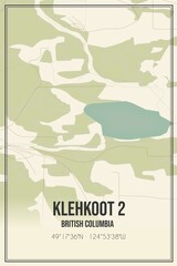 Retro Canadian map of Klehkoot 2, British Columbia. Vintage street map.