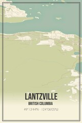 Retro Canadian map of Lantzville, British Columbia. Vintage street map.