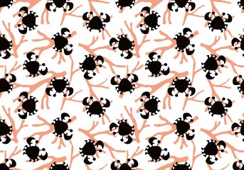 Cartoon silhouette animals seamless crabs pattern for wrapping paper and kids clothes print and fabrics