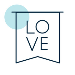 Flag with inscription Love vector icon