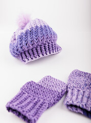 knitted cap and gloves