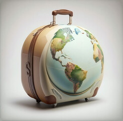 travel suitcase in the shape of a globe. Generative AI