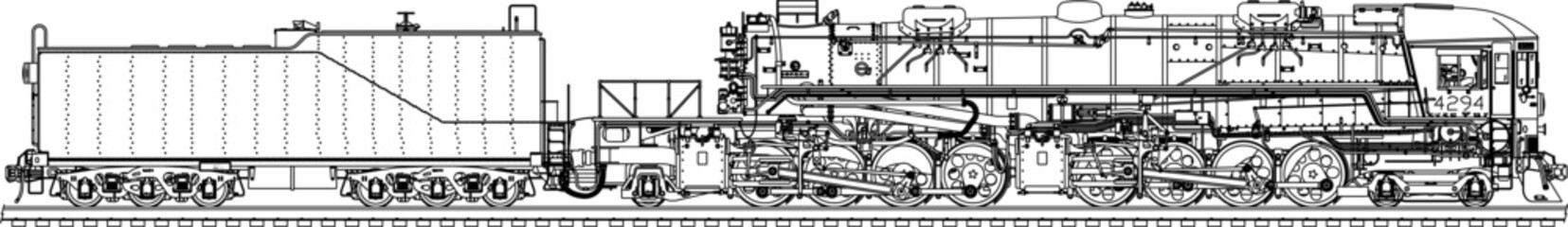 Detailed vector illustration sketch of a train with carriages © TSANI
