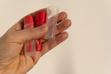 Stool tubes. Feces or stool for Fecal cytology test to diagnosis of colorectal cancer.