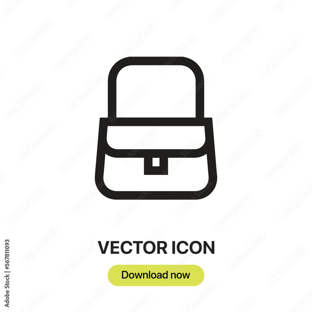 Poster bag icon vector. linear style sign for mobile concept and web design.bag symbol illustration. pixel 