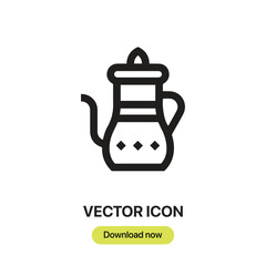teapot icon vector. Linear style sign for mobile concept and web design.teapot symbol illustration. Pixel vector graphics - Vector.