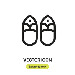 slippers icon vector. Linear style sign for mobile concept and web design.slippers symbol illustration. Pixel vector graphics - Vector.