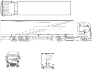 Trailer truck illustration vector sketch