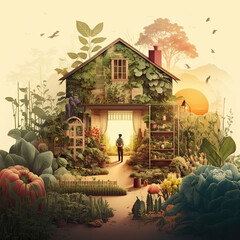 dream house with pumpkin