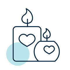 Burning candle with hearts vector icon