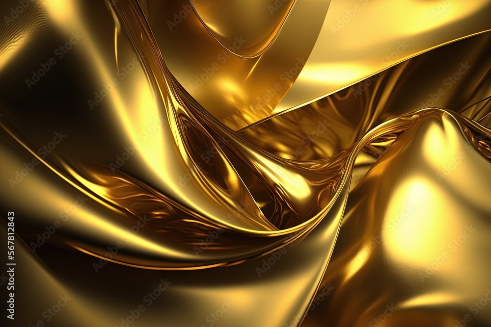 Aufkleber a very shiny gold background with a wavy design on it's side and a black background with a white str