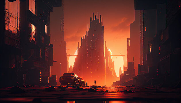 Cyberpunk wallpaper, Generative AI